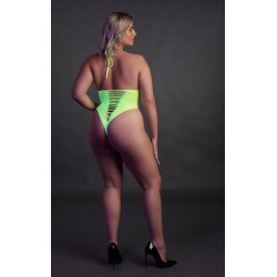 Ouch! Glow Body échancré ouvert à l'entrejambe avec dos nu Vert Fluo